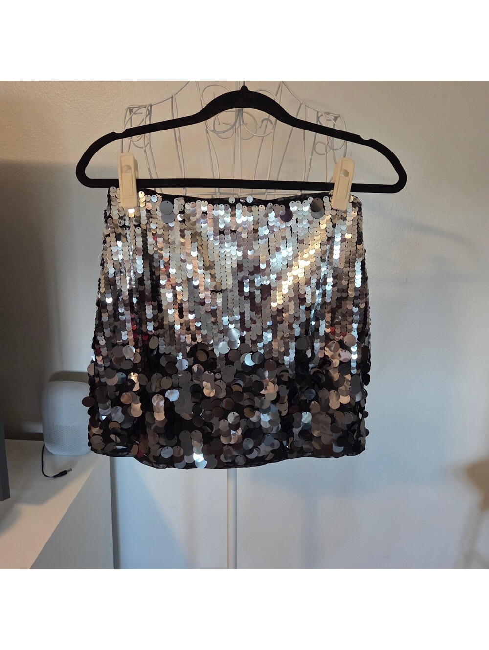 Lulus Silver Sequin Mini Skirt Size Small